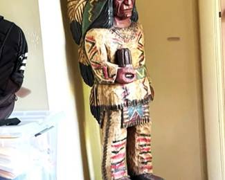 Hand Carved  Wooden Cigar Store Indian 