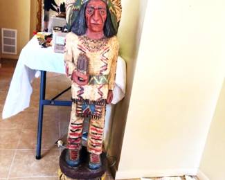 Hand Carved Wooden Cigar Store Indian
