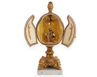 Faberge-Style Musical Ostrich Egg with Dancing Figurines