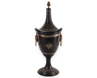 An Italian Regency Style Tole-Painted Chestnut Urn