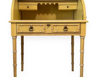 A Jasper Cabinet Faux Bamboo Regency Style Roll-Top Secretary Desk