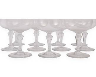 A Set of Eleven Baccarat Normandie Crystal Champagne Coupes