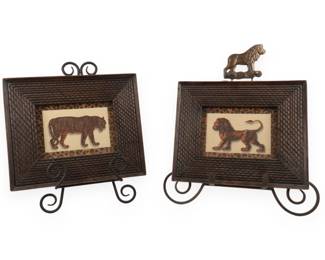 A Pair of Millenium Collection Decorative Framed Plaques, depicting a Tiger and a Lion