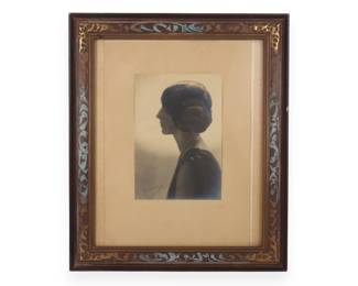 Art Deco Blue-Toned Photographic Portrait of a Woman, Signed G. Kostaroff