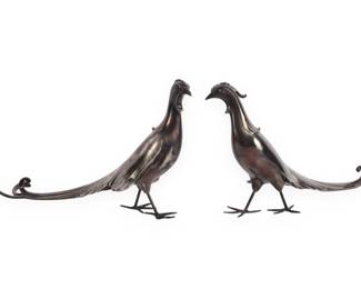 Pair of Weidlich Bros. Silver Plate Pheasant Figurines