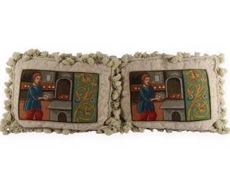 A Pair of Needlepoint Pillows from The Vatican Library Collection