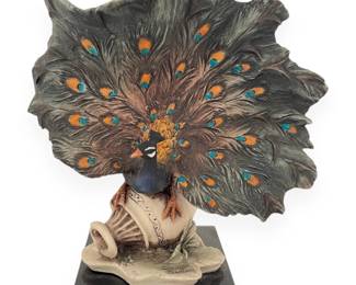 Giuseppe Armani Capodimonte Style Peacock Figurine, 'Peacock's Pride'