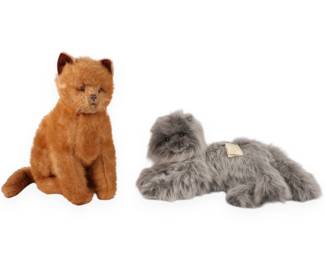 A Pair of Plush Cat Figures, including a Russ Berrie Yomiko Collection Grey Persian Cat
