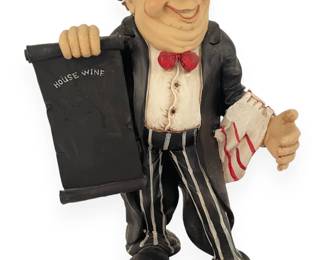 A Painted Composite Waiter Wine Bottle Holder Figurine, 'House Wine'
