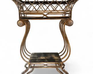 Ornate Gold-Tone Wrought Iron Console Table