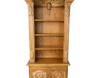 Late 20th Century English Neoclassical Style Carved Pine Bookcase Cabinet