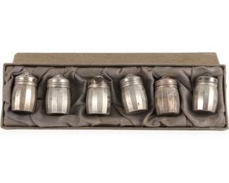 Six Sterling Silver Salt and Pepper Shakers in Box
