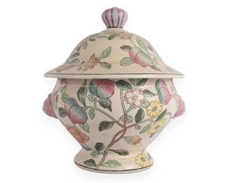 A Mid 20th Century Chinese Polychrome Ceramic Lidded Bowl or Ginger Jar, bearing an apocryphal Qianlong reign mark