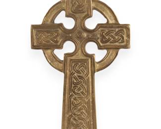 A Decorative Cast Brass Celtic Cross Wall Hanging