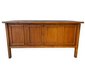 Lane Mid-Century Hardwood Storage Bench with Upholstered Top