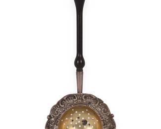 R. Wallace & Sons Sterling Silver Tea Strainer with Wood Handle