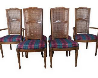 A Set of Six Thomasville Furniture 'Ceremony Collection' Cane Back Dining Chairs