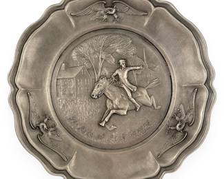 Worcester Pewter 'Birth of a Nation' Series Plate, 'The Ride of Paul Revere', 1973