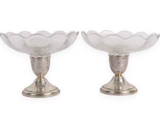 A Pair of Preisner Sterling Weighted Glass Compotes