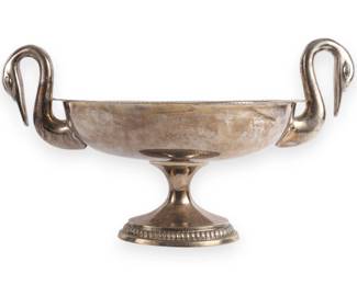 Vintage French Silverplate Double Swan Handle Champagne Cooler