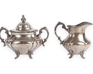 Reed & Barton Georgian Rose Sterling Silver Creamer and Sugar Set