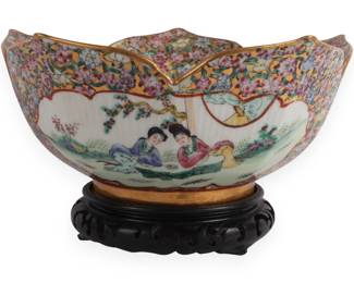 A Chinese Export Famille Rose 'Millefleur' Lobed Bowl