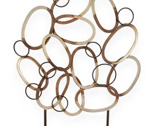 A Contemporary Abstract Metal Sculpture, featuring Interconnected Rings