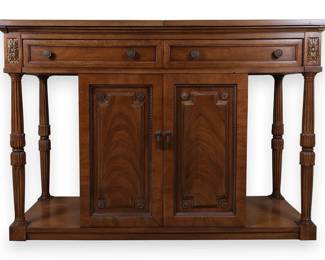 Thomasville Brown Wooden Sideboard with Two Drawers and Cabinet Doors