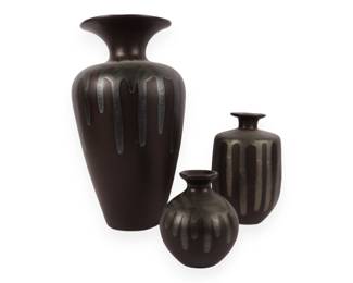 A Set of Three Haeger Drip Glaze Ceramic Vases