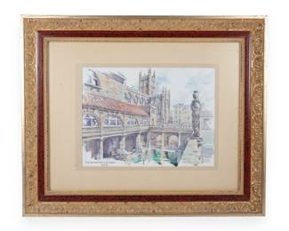 A Framed Print by Kenneth A. Bromley, "The Roman Bath & Abbey, Bath"
