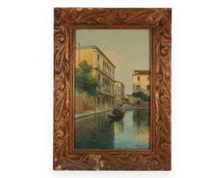 E.B. Benvenuti Framed Watercolor Venetian Canal Scene
