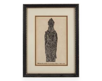 Framed English Monumental Brass Rubbing of William Greenfield, Archbishop of York