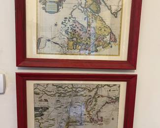 Vintage framed maps