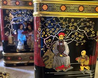 Vintage Asian tin containers 