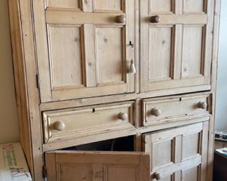 Antique pine cabinet with drawers