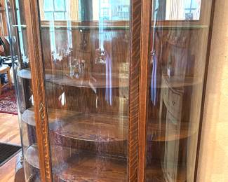 Vintage bow front display cabinet
