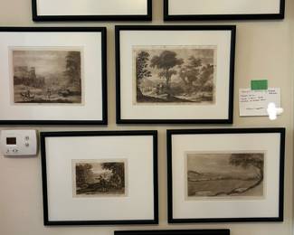 Seven mezzotint etchings 