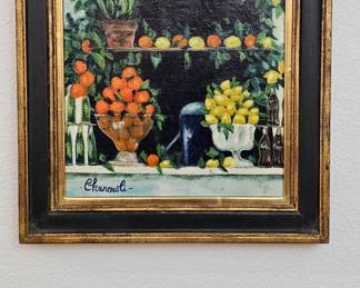 Eduard Caret, ocean Bluff oil on board small painting
Shop window with lemons - oil on canvas board