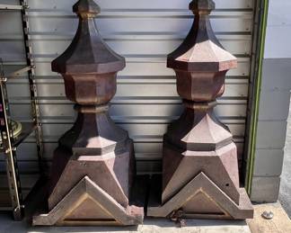 Large Architectural Salvage Metal Sculptures, 4ft tall each, $1500/pair