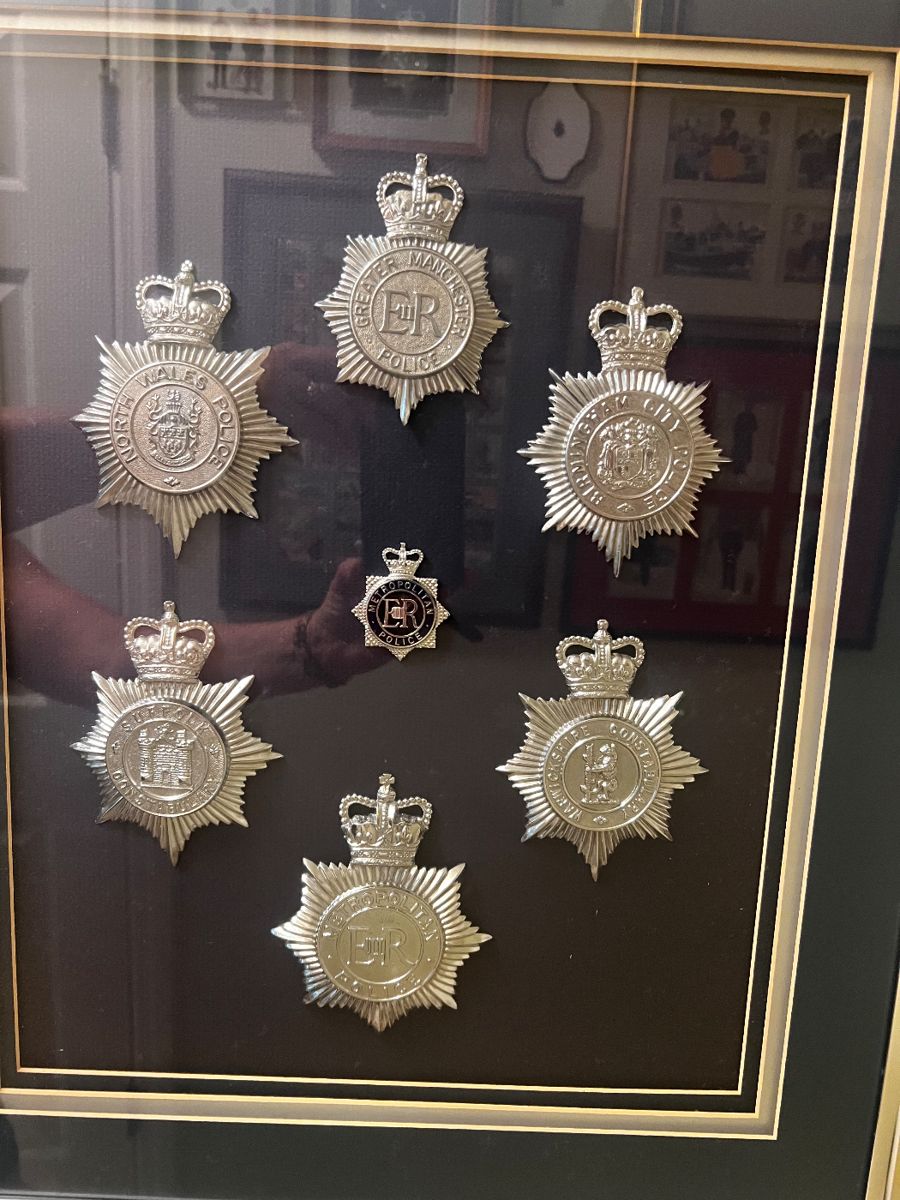 English Bobby police medallion collection framed