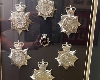 English Bobby police medallion collection framed