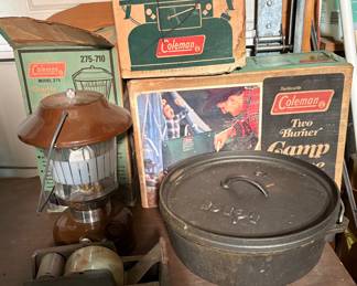 Coleman items and Lodge cast iron
