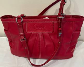 Coach Ashley red leather double handle tote
