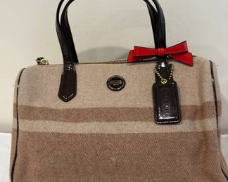 Coach Signature Stripe Wool Satchel