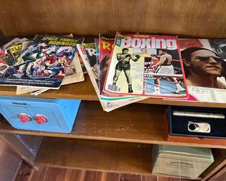 vintage comics and boxing magazines