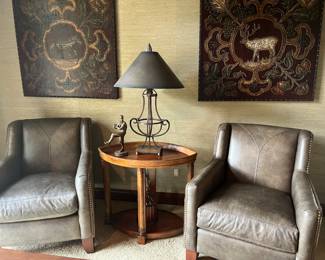 2 Studded Leather Chairs by Bernhardt