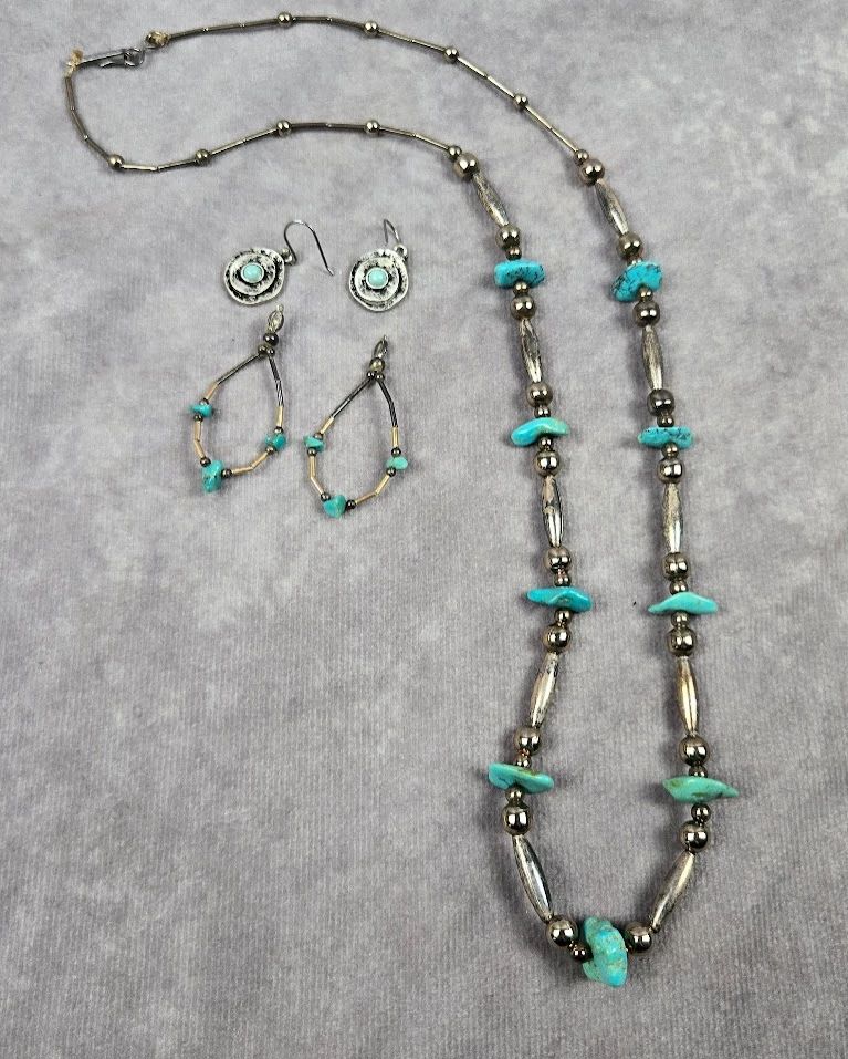 Turquoise necklace and earrings