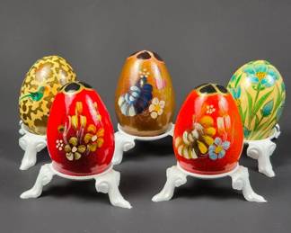hand painted wooden eggs 