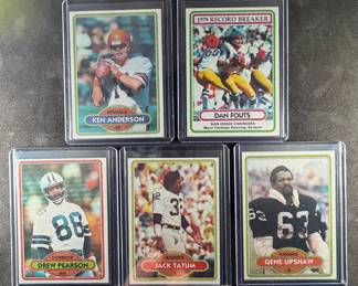 1980 Topps Football Cards. Anderson, Fouts, Tatum, Upshaw, Pearson