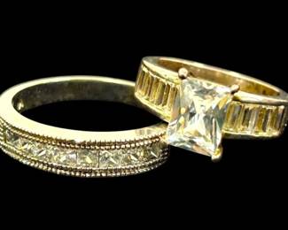 Two Sterling Silver Rings size 5  9 8.64g